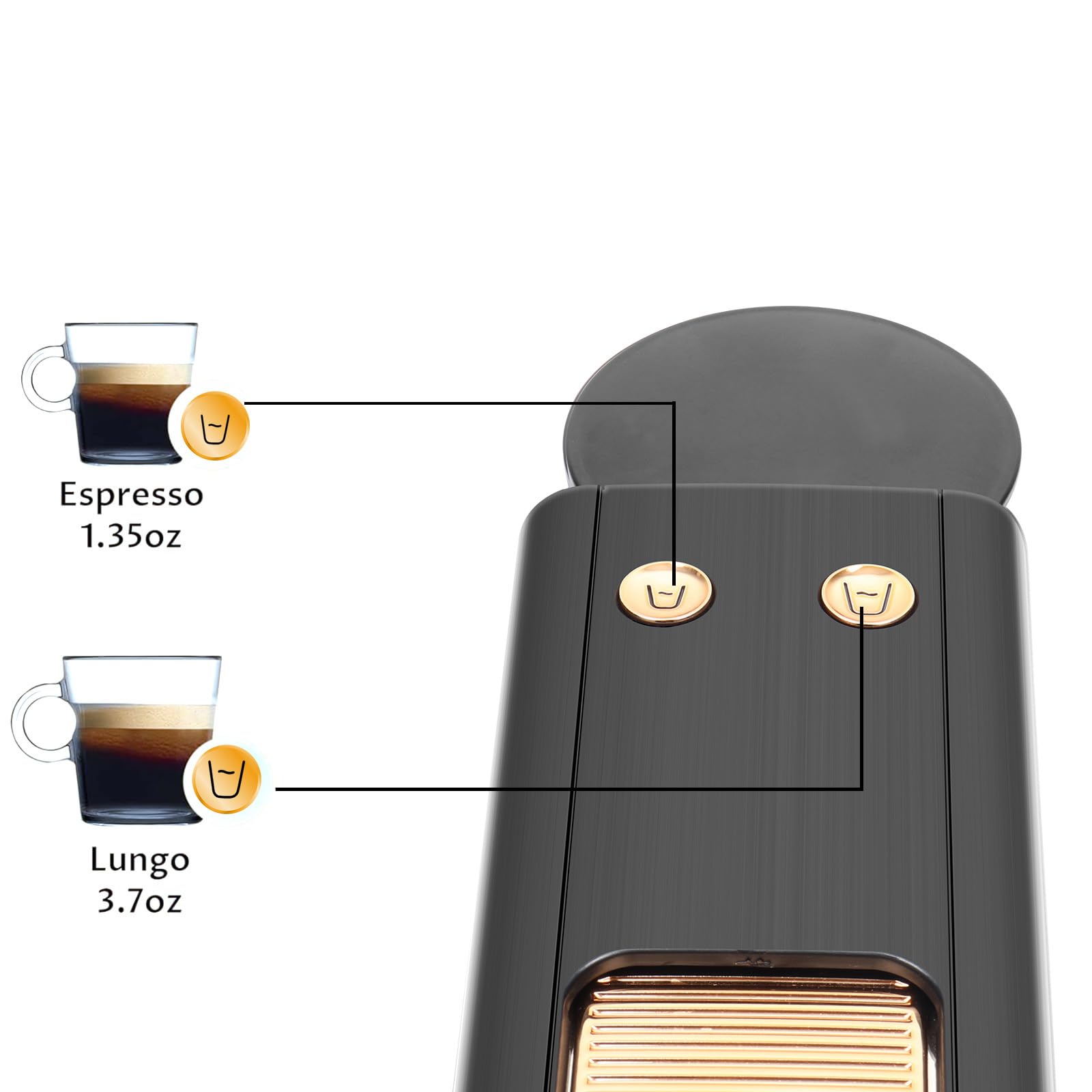 Máquina de café espresso negra para cápsulas compatibles con Nespresso, cafetera de una sola porción programable para cápsulas de expreso, bomba de alta presión italiana de 20 barras, mini