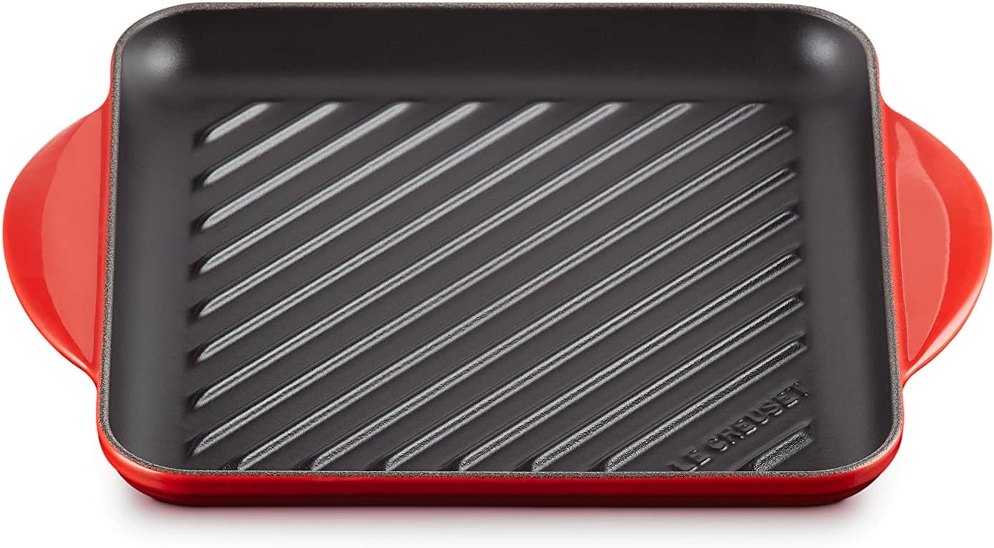 Cuisinart Grillpfanne Gusseisen 9 1/4 Zoll - Emailierte Quadratische Pfanne Blau