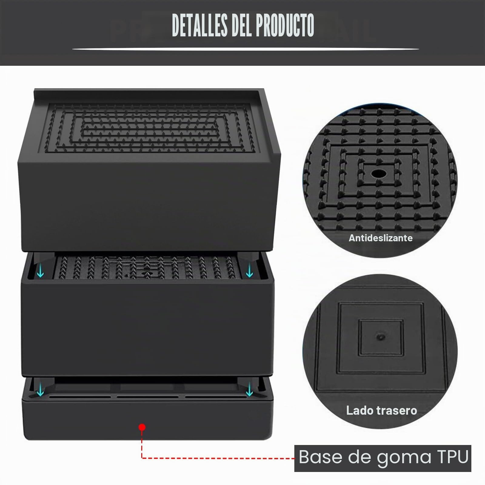 Alzadores de mesa rectangulares, 7,6 cm, resistentes, elevadores de muebles ajustables, antideslizantes, alzadores de escritorio apilables hasta 600 kg, aumenta la altura de la mesa