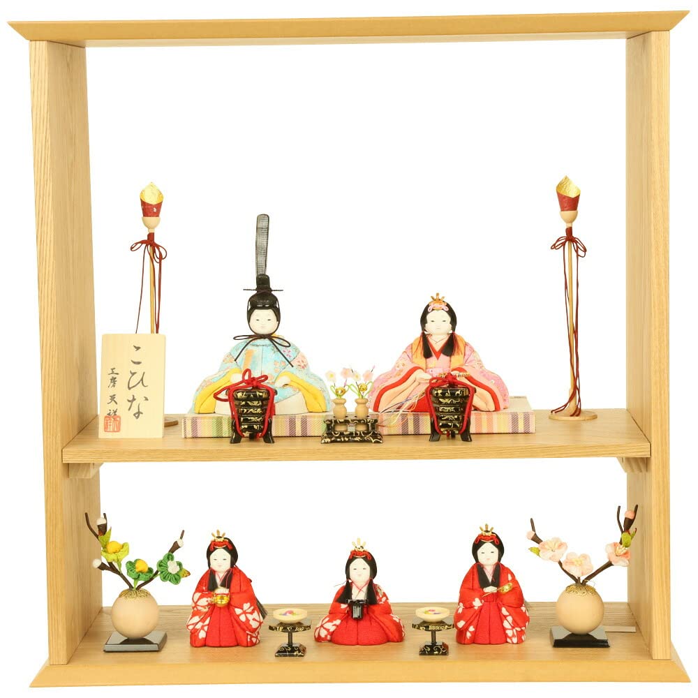 Amazon | 雛人形 こひな A桜とうさぎ 五人飾り 京都西陣裂地使用 | 平