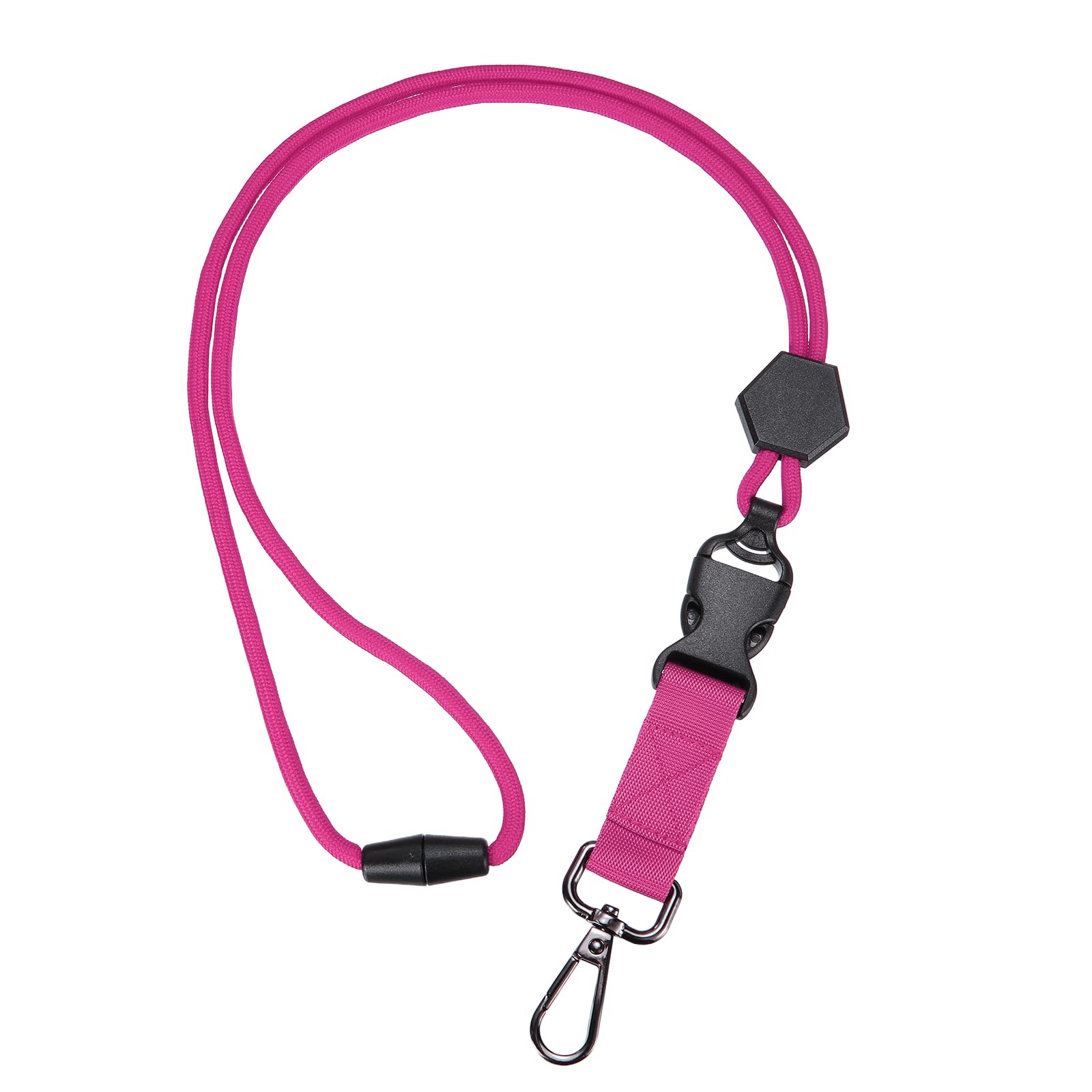PATIKIL Breakaway Lanyard for ID Badges, Heavy Duty Neck Key Lanyard with Safety Adjustable Buckle and Metal Clip Detachable Hexagonal Cord Keychain for Card Key Badge, Pink — image 1