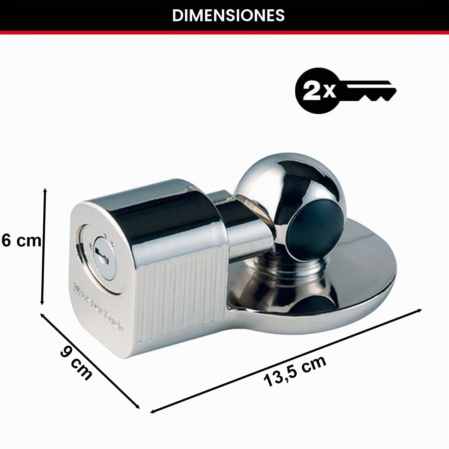MASTER LOCK Antirrobo Remolque [Ajustable - 48 mm, 51 mm y a la mayoría de los de 59 mm] 377EURDAT - Ideal para Remolque, Enganche, Caravana