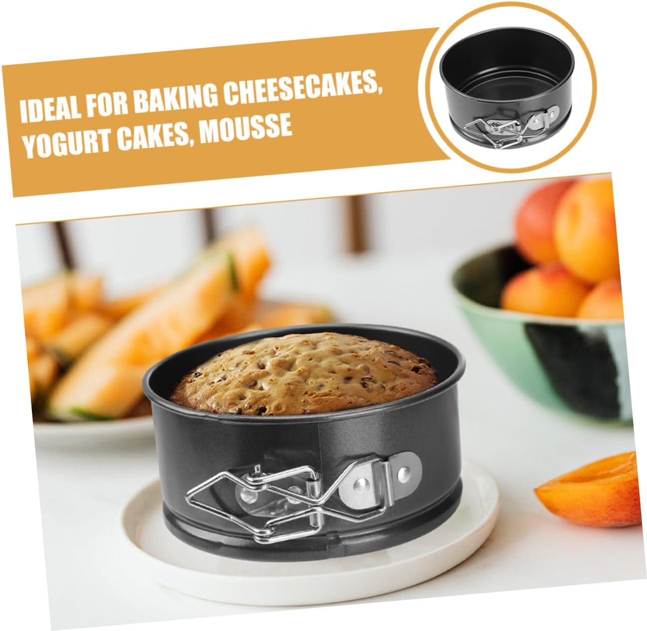 VANZACK 4pcs Non-stick round Cake Pan Set 4-inch Mini Springform Pans with Locking Latch for Cheesecake, Quiche, and Small Pies Baking, Easy Clean Black Bakeware for Home Kitchen