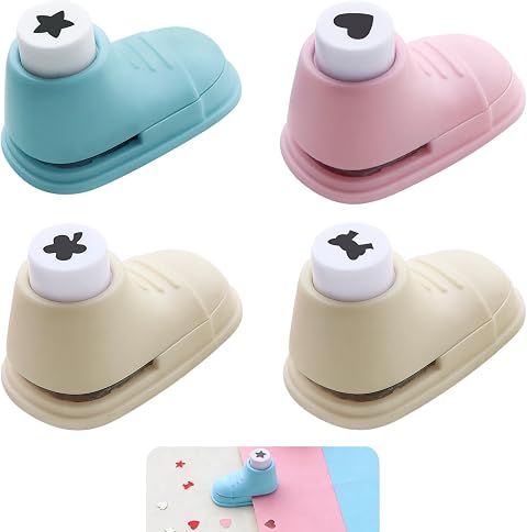 Juego de 4 Perforadoras de Papel con Formas: Corazón, Estrella, Trébol y Lazo - Troqueladora para Scrapbooking, Manualidades, Álbumes de Recortes y Tarjetas para Niños