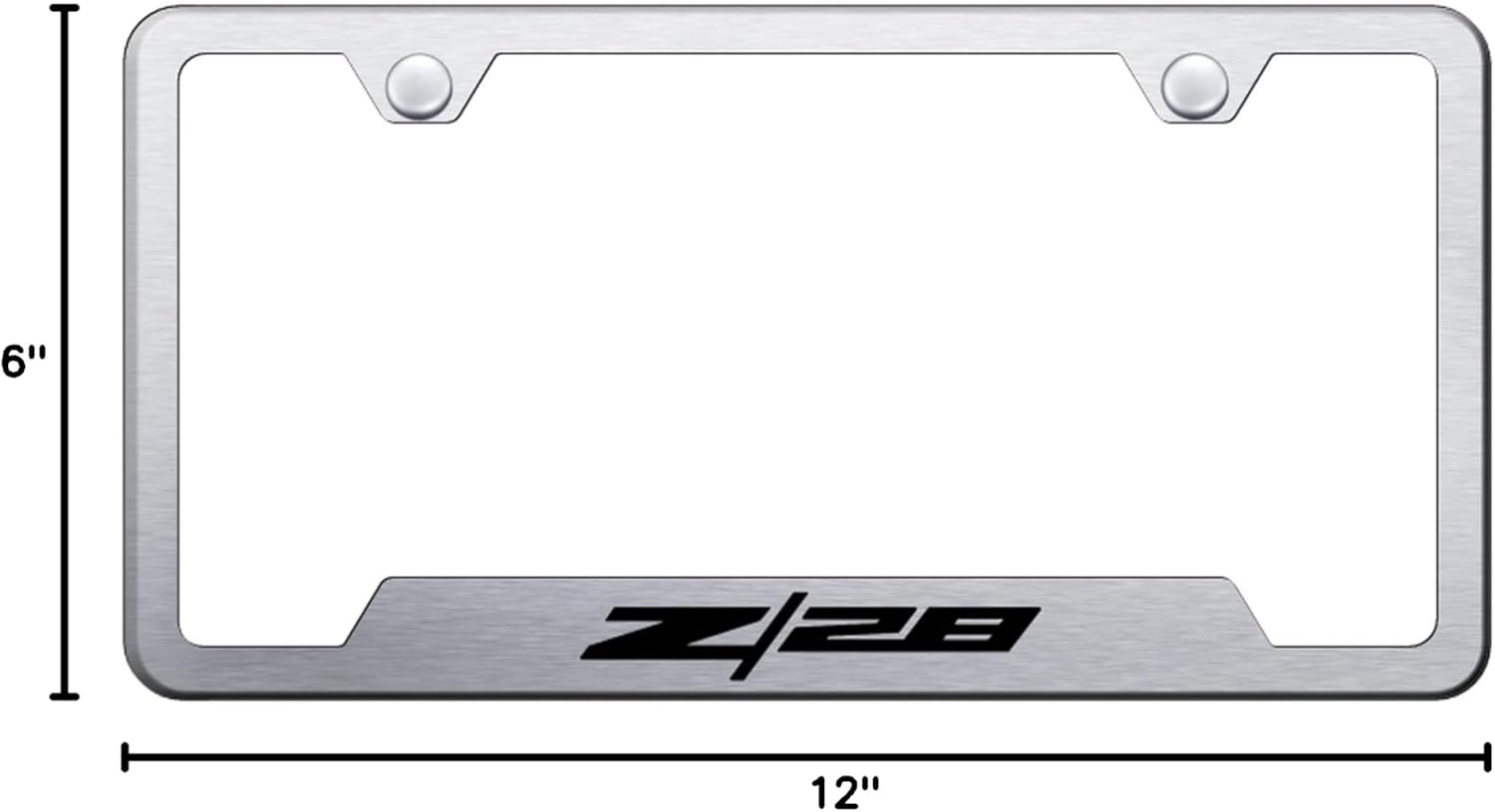 Au-TOMOTIVE GOLD Laser Etched Logo Cut-Out License Plate Frame for Chevy Z28 (Brushed Chrome)