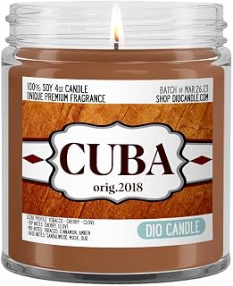 Cuban Cigar Cuba Scented Candle - Smells Like Tobacco - Cherry - Clove - 100% Naturally Vegan Soy and Premium Fragrance | Great Gift | Handmade in Denver, Colorado (4oz Glass Jar)