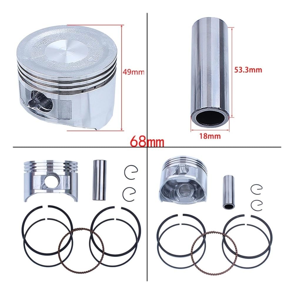 Kit Completo de Juntas de biela y pistón de 68 mm for Motor GX160 de 6,5 HP, Repuesto for cortacésped.