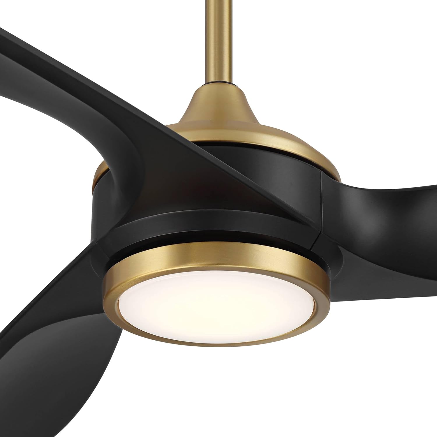 Casa Vieja 60" La Jolla Surf Mid Century Modern Indoor Ceiling Fan 3 Blade LED Light Remote Control Soft Brass Finish Black Blades Bedroom Living Room Kitchen Dining Room Decorative DC Motor