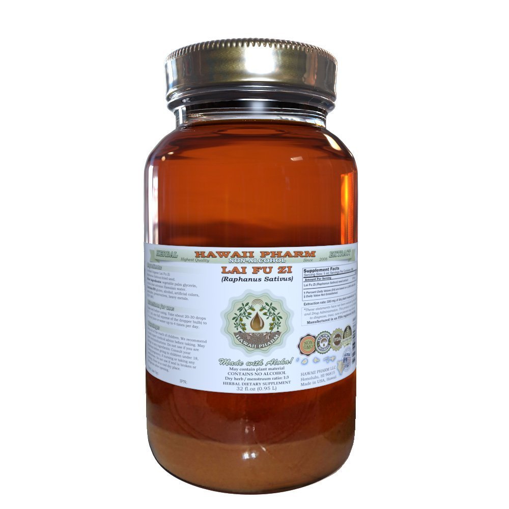 Lai Fu Zi Alcohol-Free Liquid Extract Lai Fu Zi Radish Raphanus Sativus Seed Glycerite Hawaii Pharm Natural Herbal