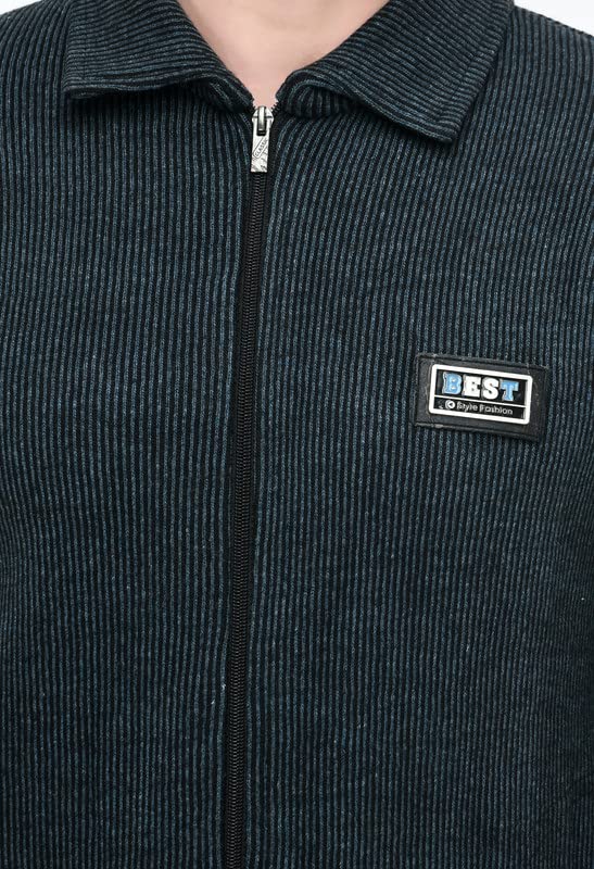 Image of MANRA MANRA Men Zipper Thick Fabric Woolen Winterwear Full Sleeve Collar with Side Pockets Jacket /Sweater