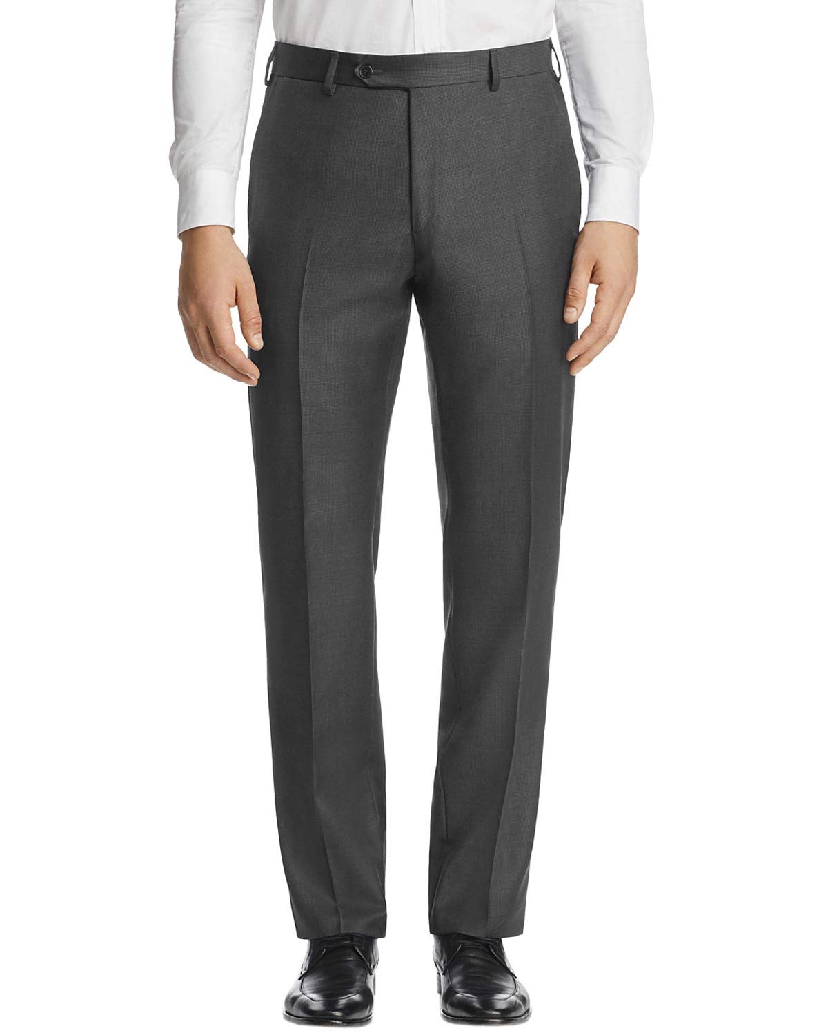 Luigi Bianchi Mens Flat Front Micro Neat Dress Pants 40 Grey Italy