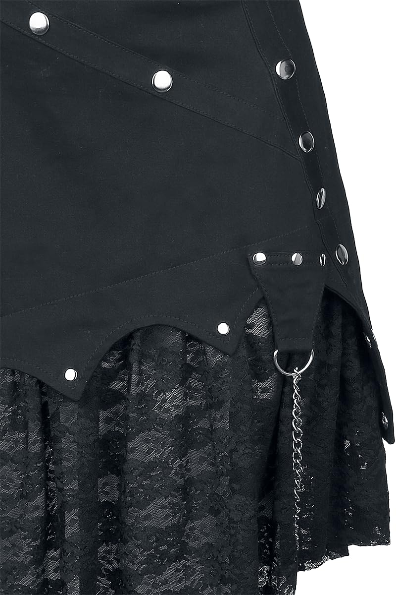 Gothicana by EMP Damen schwarzer asymmetrischer Rock mit Spitze