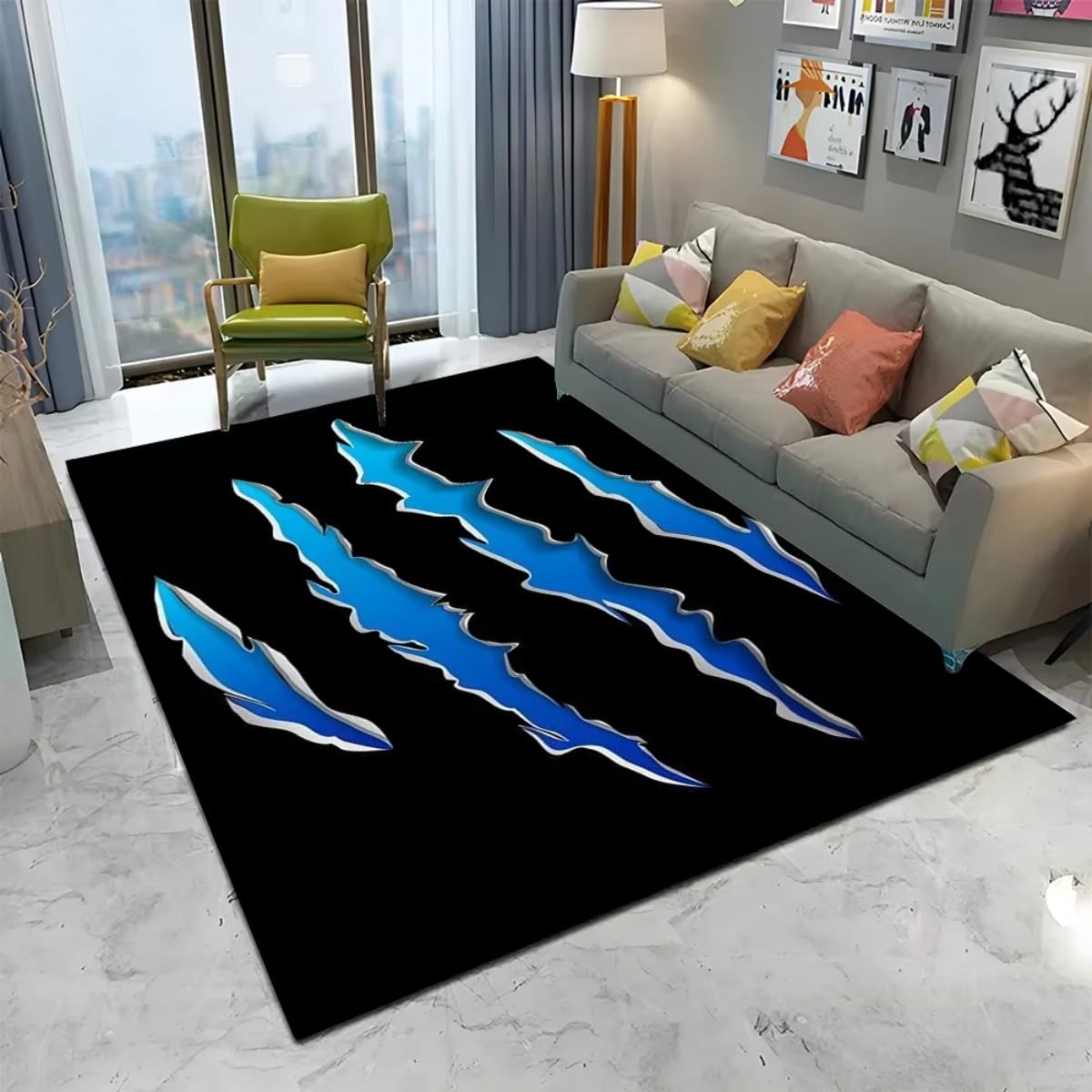 Tapis effet 3D empreinte patte loup 160x230cm moderne