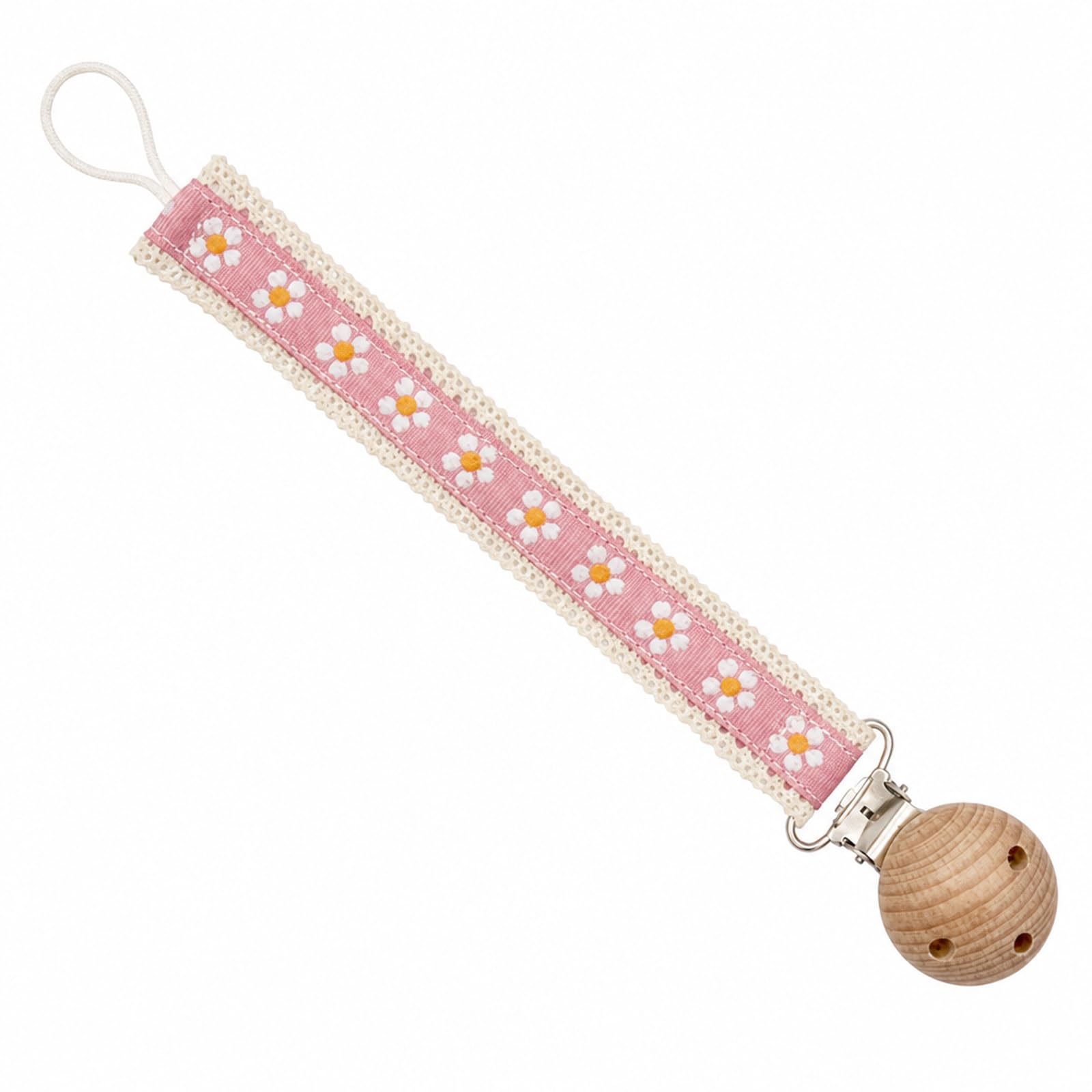 Pacifier Holder Chain for Daily Use, Vintage Pink Floral Pacifier Clip, Pacifier Holder for Stroller Rides and Playtime, Soft Pacifier Chain with Floral Design-image-49