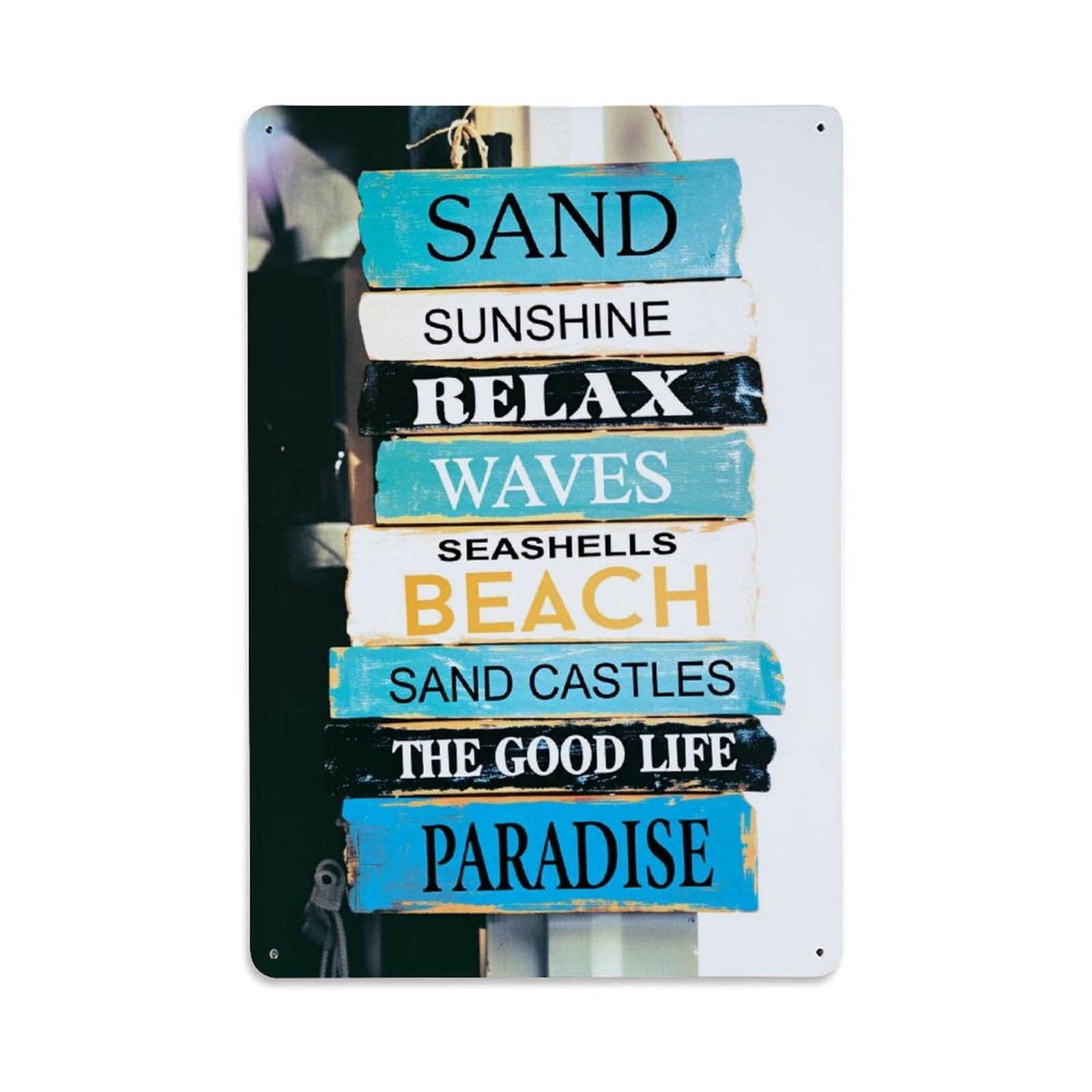 Enderetf Vintage Sand Sunshine Relax Waves Seashells Beach Sand Castles The Good Life Paradise Tin Sign Metal Poster, Home Bar Garage Man Cave Cafe Indoor & Outdoor Wall Decoration 8X12inches