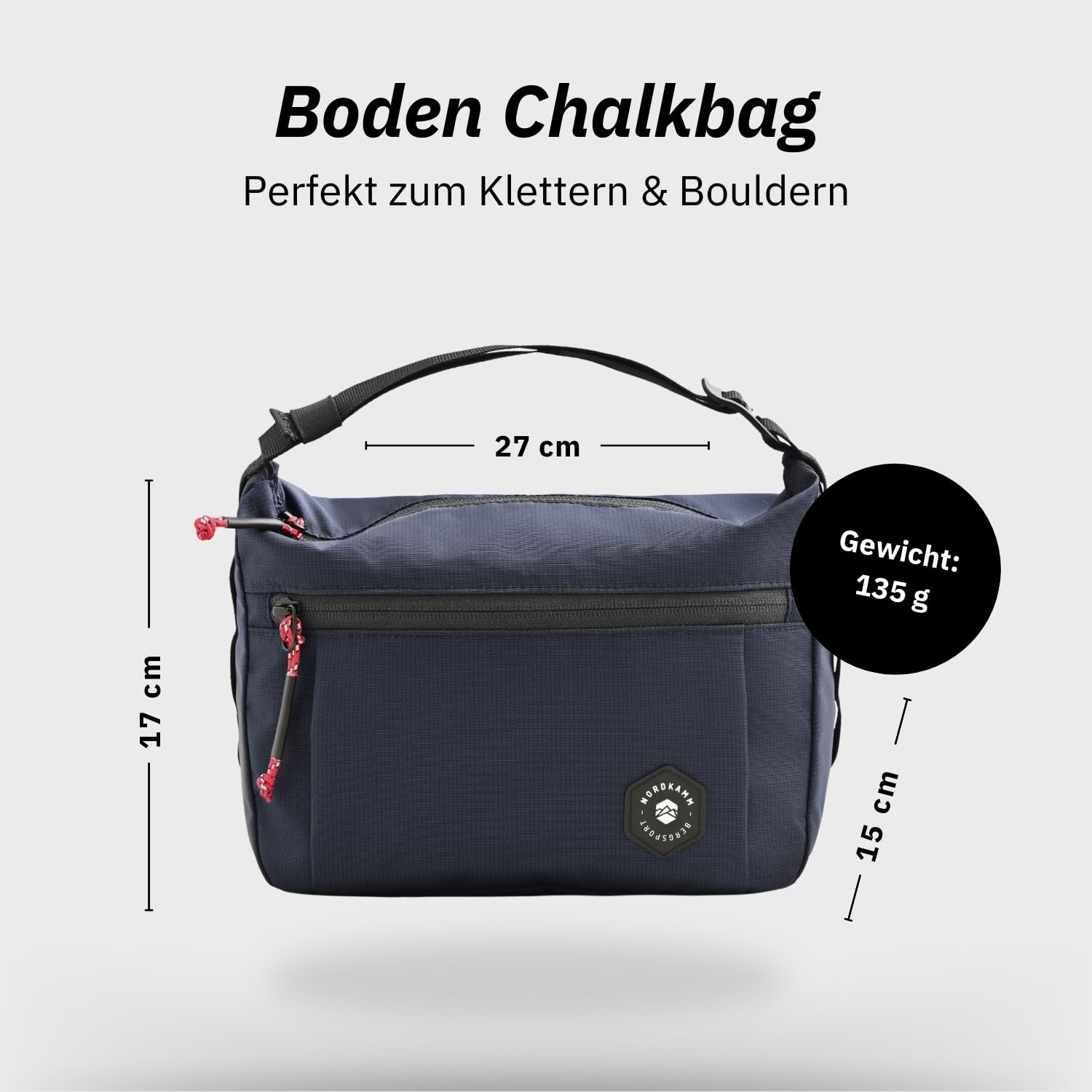 NORDKAMM Boden Chalkbag zum Klettern & Bouldern, perfekt für die Kletterhalle oder draußen, Chalk Bag aus Robic Performance Nylon, Magnesia-Beutel