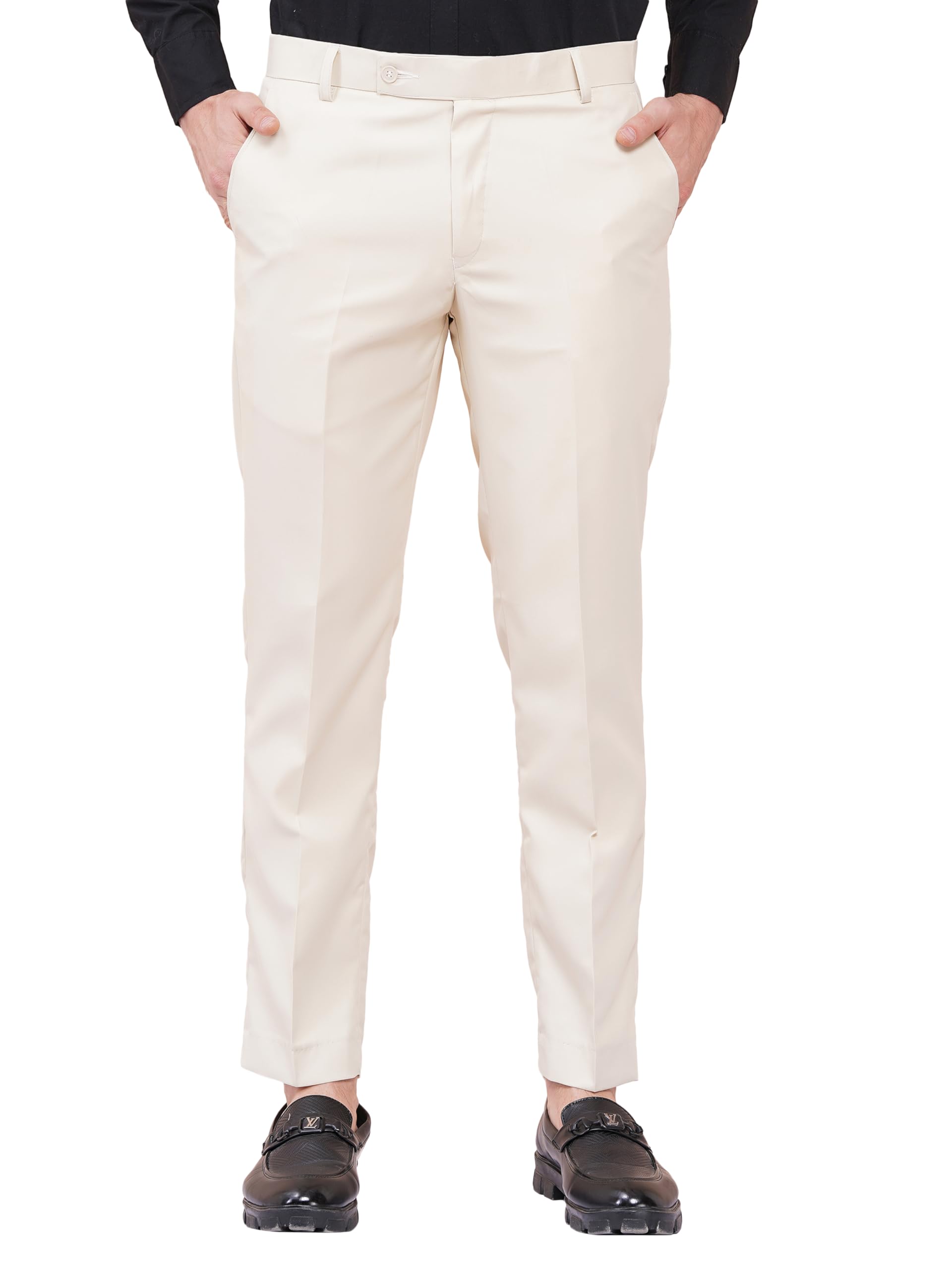 axolotl Classic Men's Formal Trousers, Tapered Fit, Flat Front-picture-52