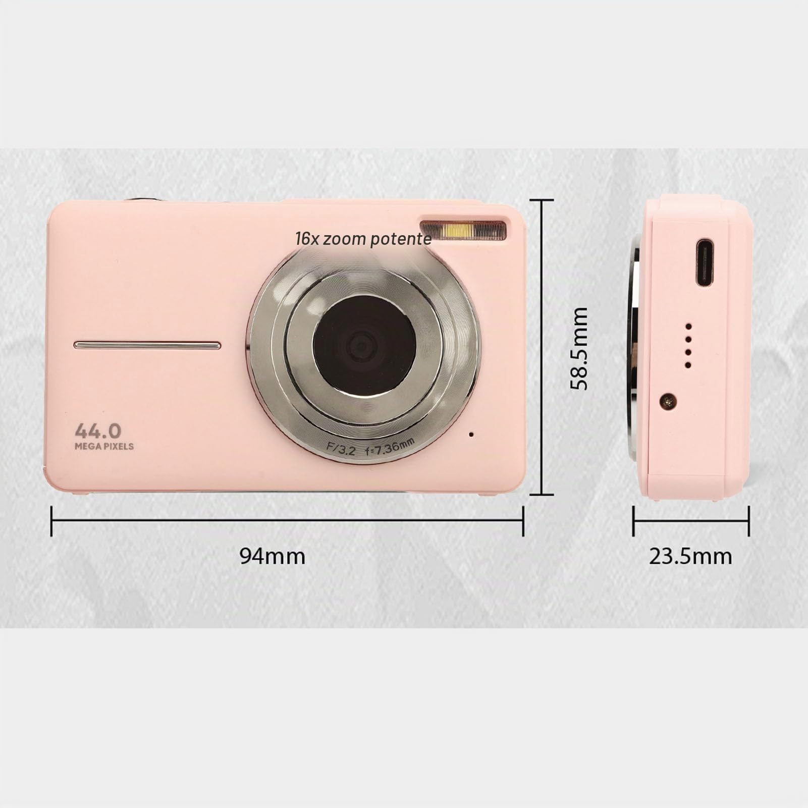 Cámara Digital de 44MP, 1080P HD 16X Zoom Digital Cámara de Vlogging con Enfoque Automático Cámara Digital de Bolsillo, Cámara de Video Inteligente HD para Fotografía Viajes (Pink)