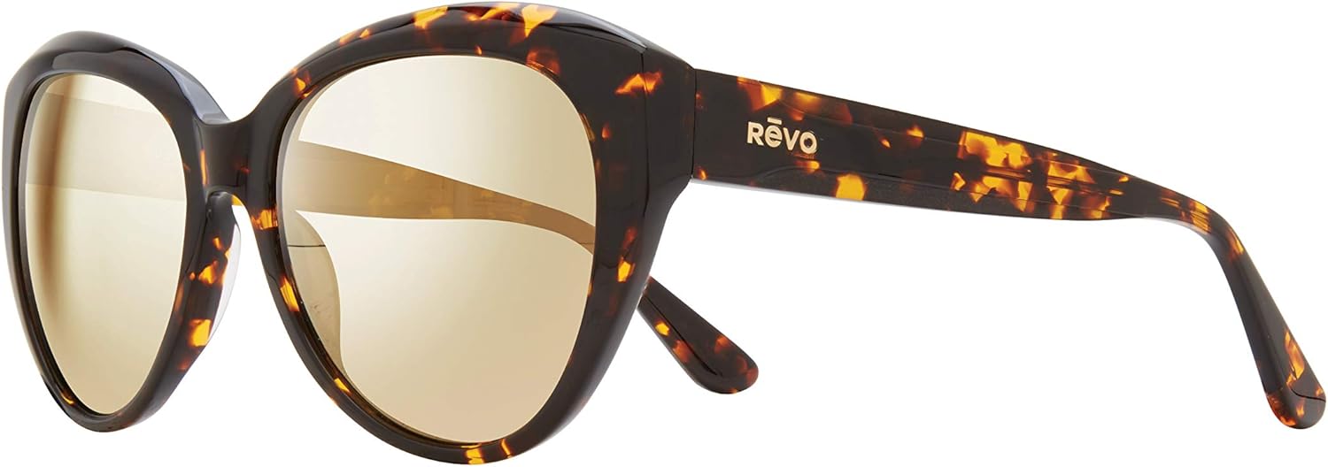 Revo Sunglasses Rose: Polarized Lens Filters UV, Eco-Friendly Womens Cat Eye Frame, Tortoise Frame with Champagne Lens