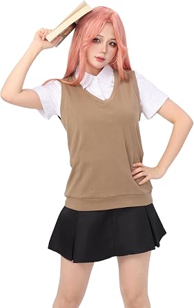 C-ZOFEK KiniOto Anime Cosplay Costume Shirt Vest Skirt Earrings Halloween Outfits