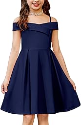 Arshiner Mädchen Kleid Schulterfrei Spaghettiträger Kinderkleid Ärmelloses Festliches Trägerkleid Sommer Partykleid Elegant Abendkleid für Mädchen 5-14 Jahre