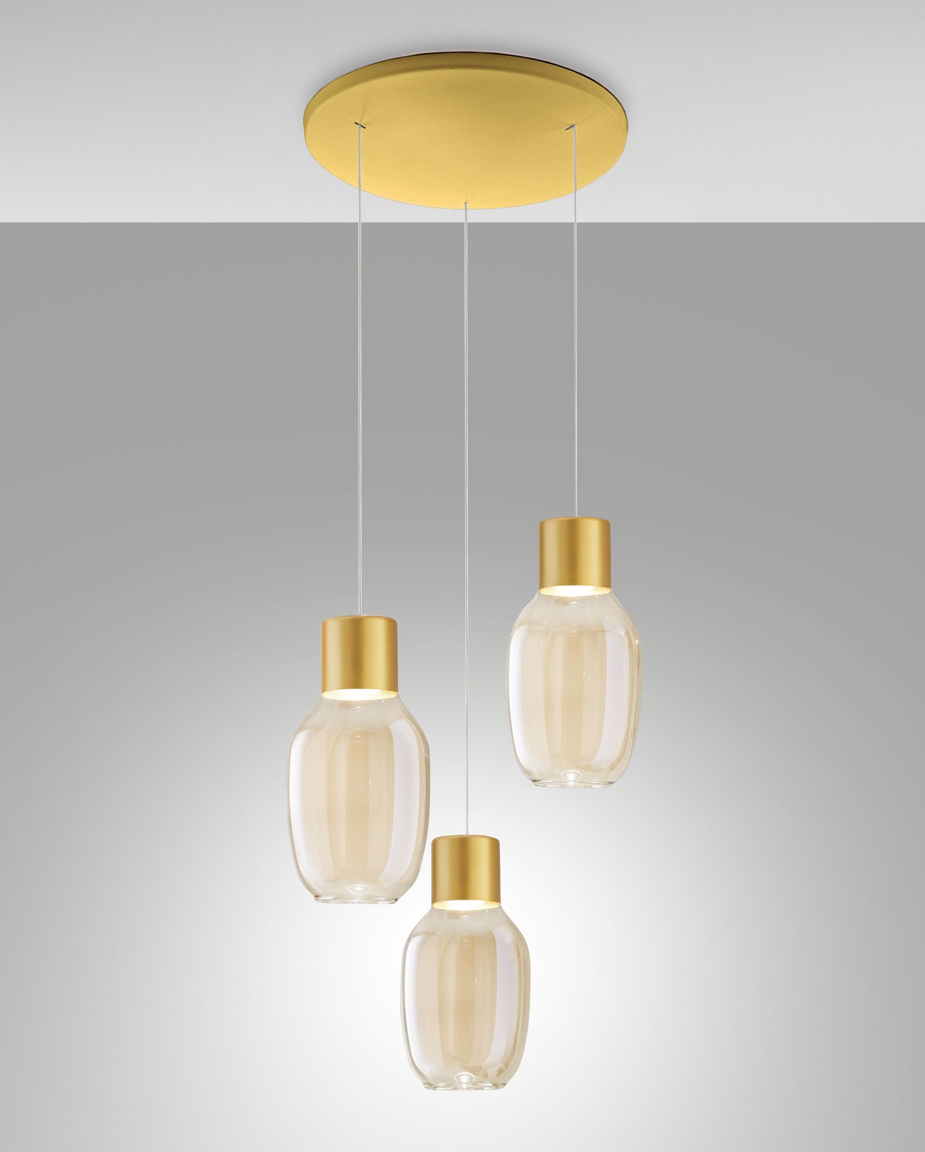Lapo LED Pendant Light Ø350 mm 36 W 3900 lm 3000 K Dimmable Metal and Borosilicate Glass Cognac Class 1-3768-47-365