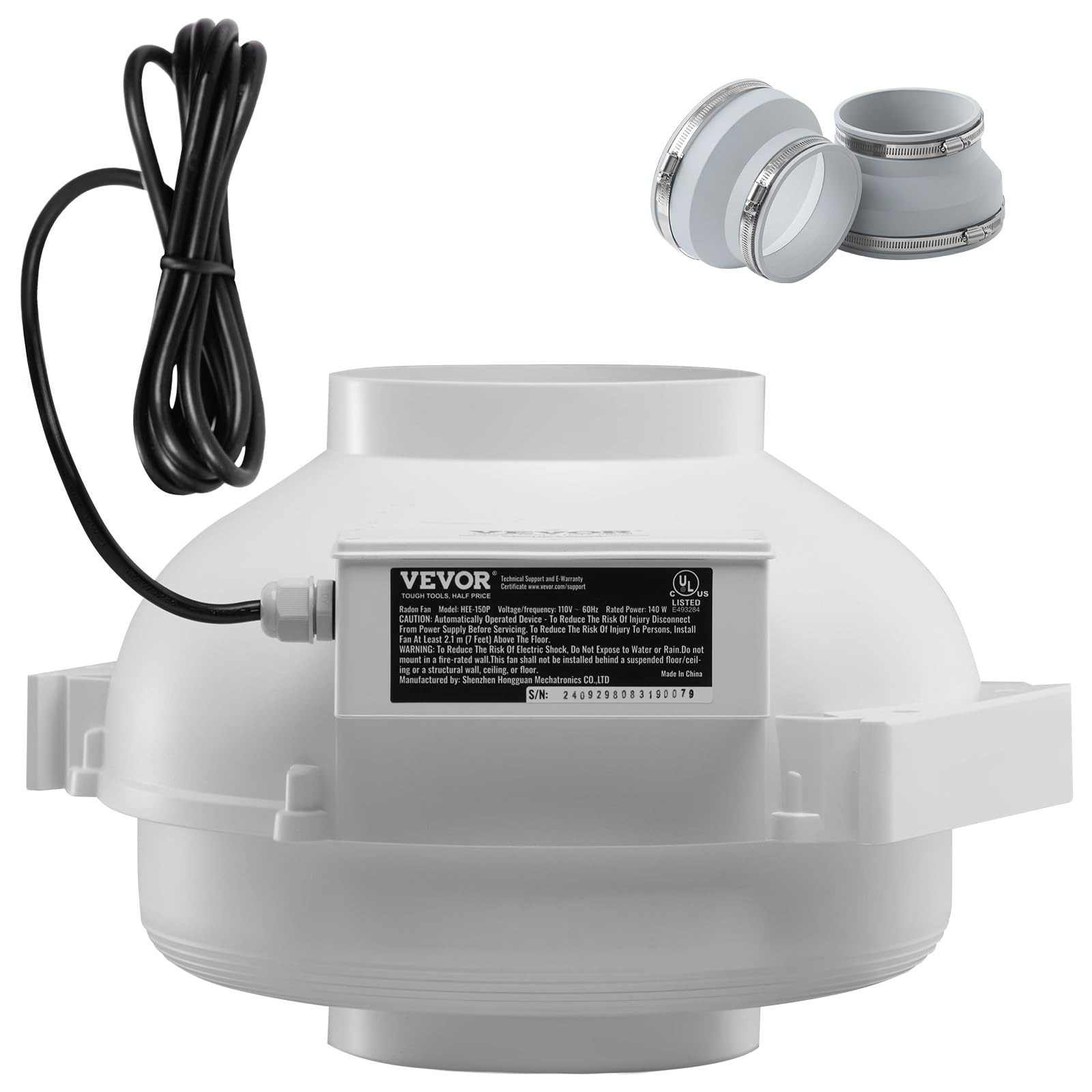 VEVOR Radon Mitigation Fan System,6inch 380CFM