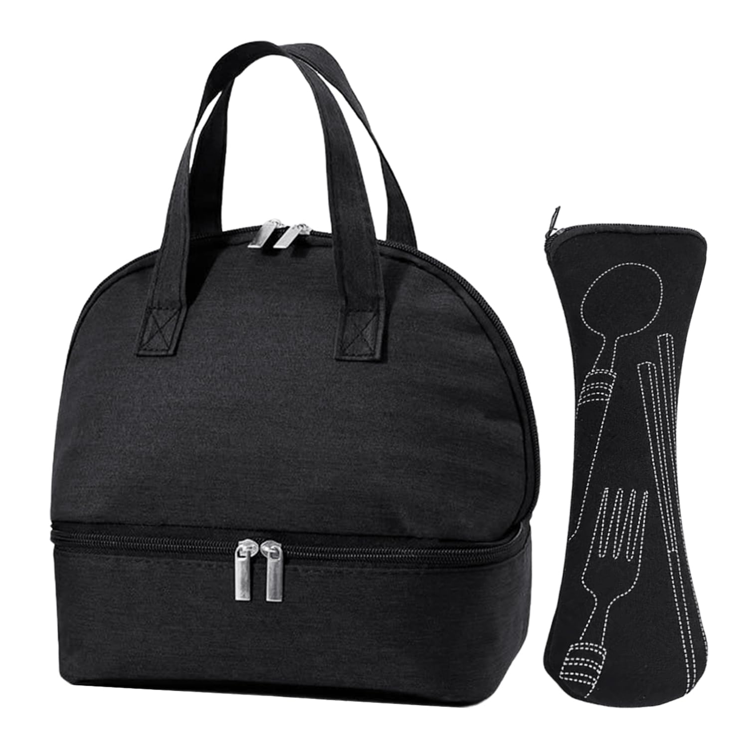 1 Piece of Aluminum Foil Lunch Box Bag, 1 Piece of Portable Tableware Cloth Bag, Durable and Lightweight Design