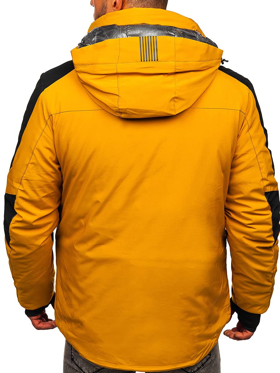 BOLF Uomo Giacca invernale da sci da snowboard con cerniera e polsini del cappuccio per il tempo libero all'aperto Mix 4D4