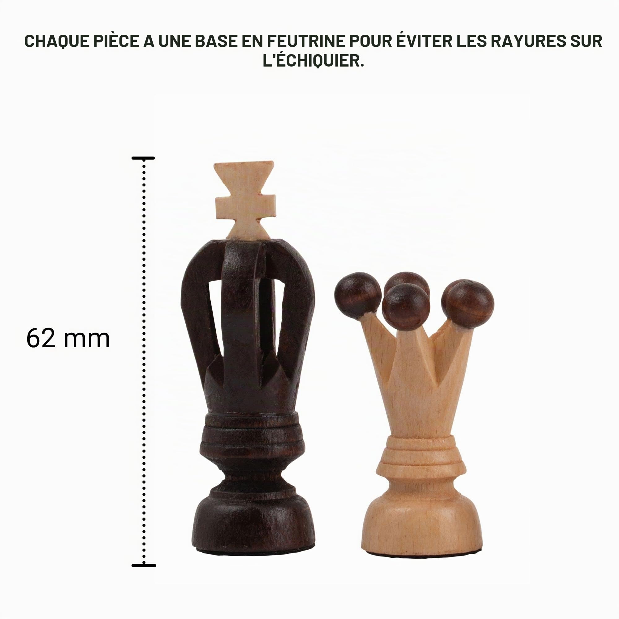 Jeux Dames Bois Set Great Kingdom | 2 en 1 | Master of Chess Echiquier Voyage Brun | Chess Board 35cm | Chess Set | Jeu de Dames en Bois Luxe | Fait Main Jeux Dechec Adulte et Les Enfants