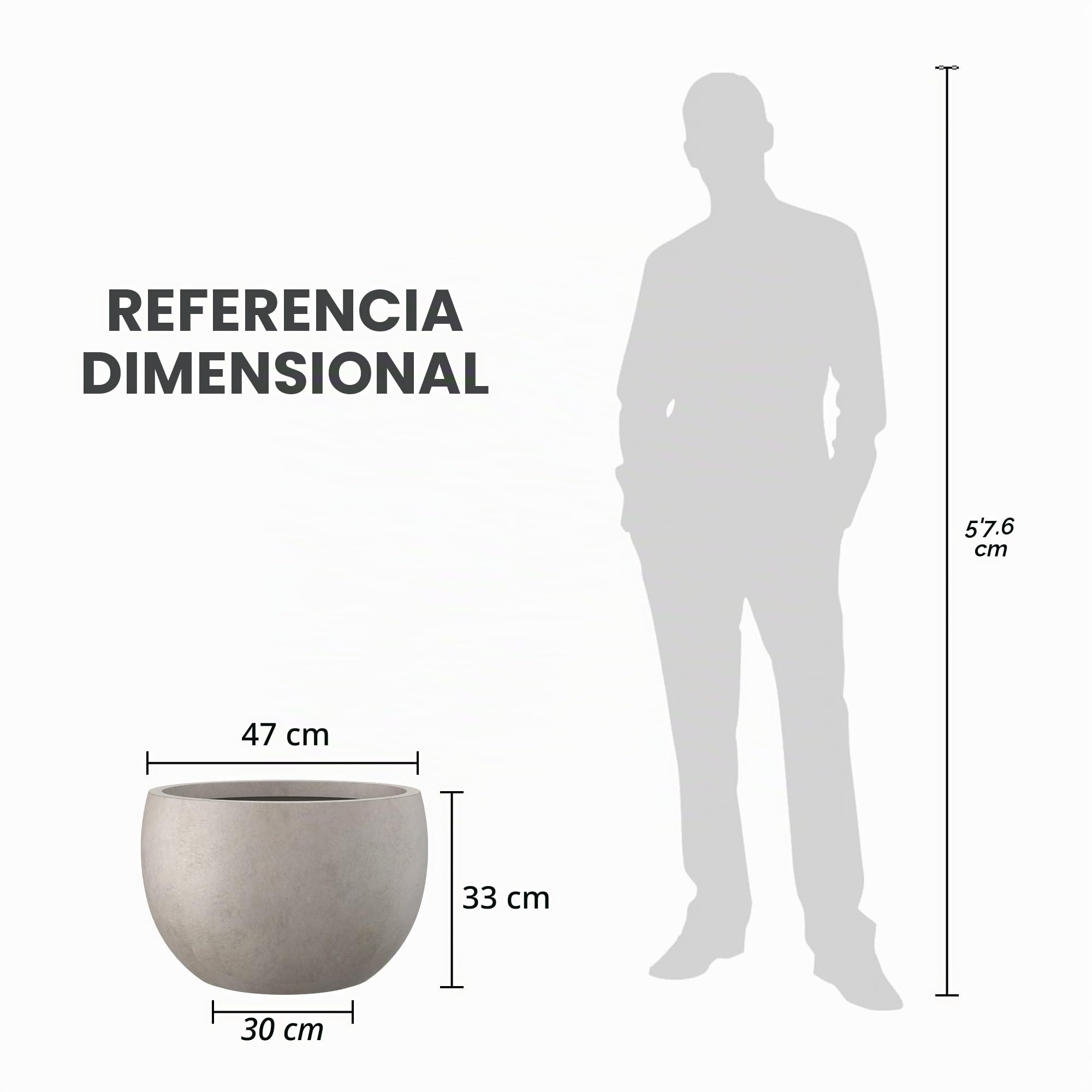 Kante Maceta, hormigón Desgastado, 50,5 cm de Profundidad