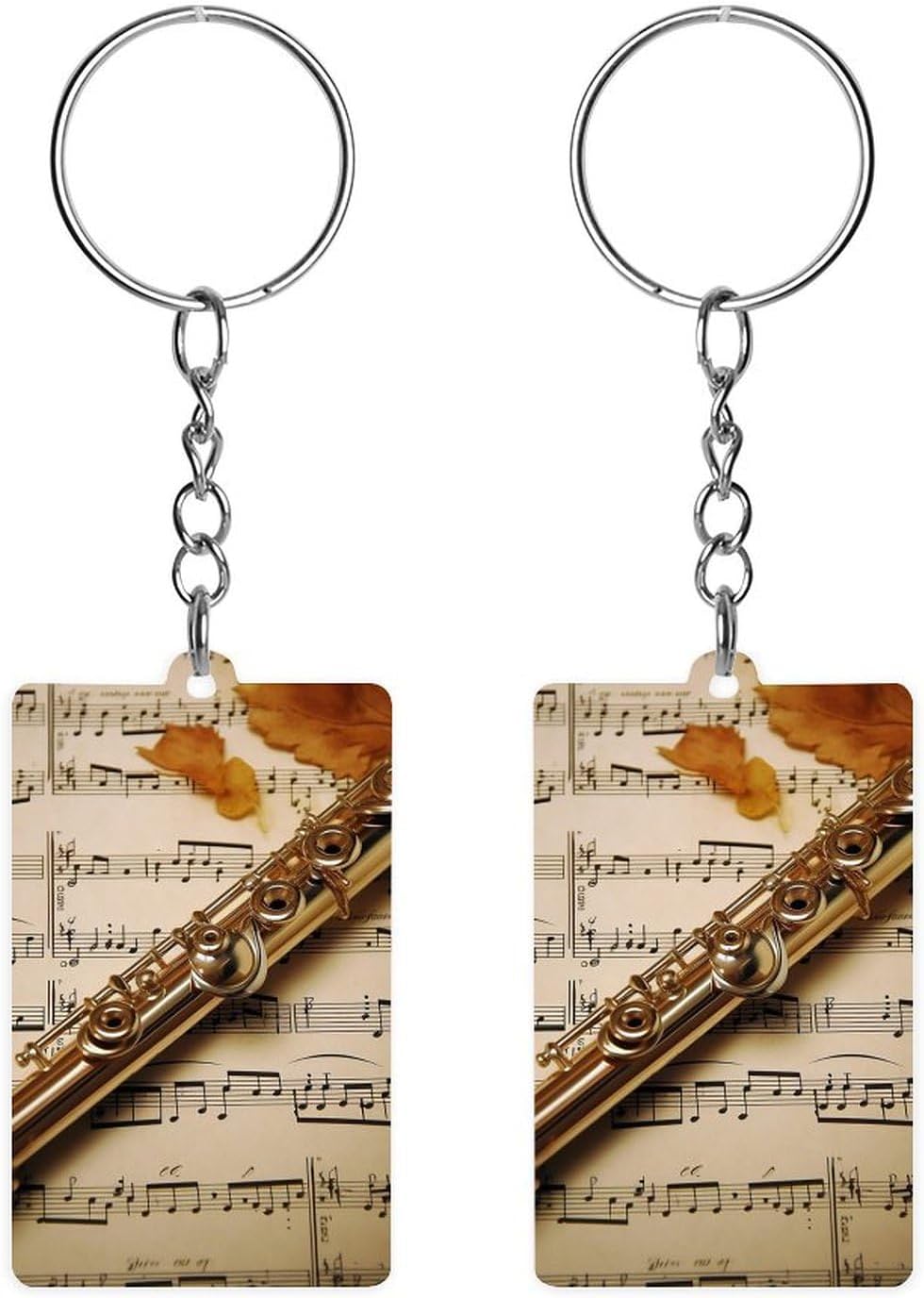 Flute Music Acrylic Keychain Cute Personalized Key Rings with Pendant for Women Aesthetic Car Keys Ornaments for Men Bag Purse Accessories Charms