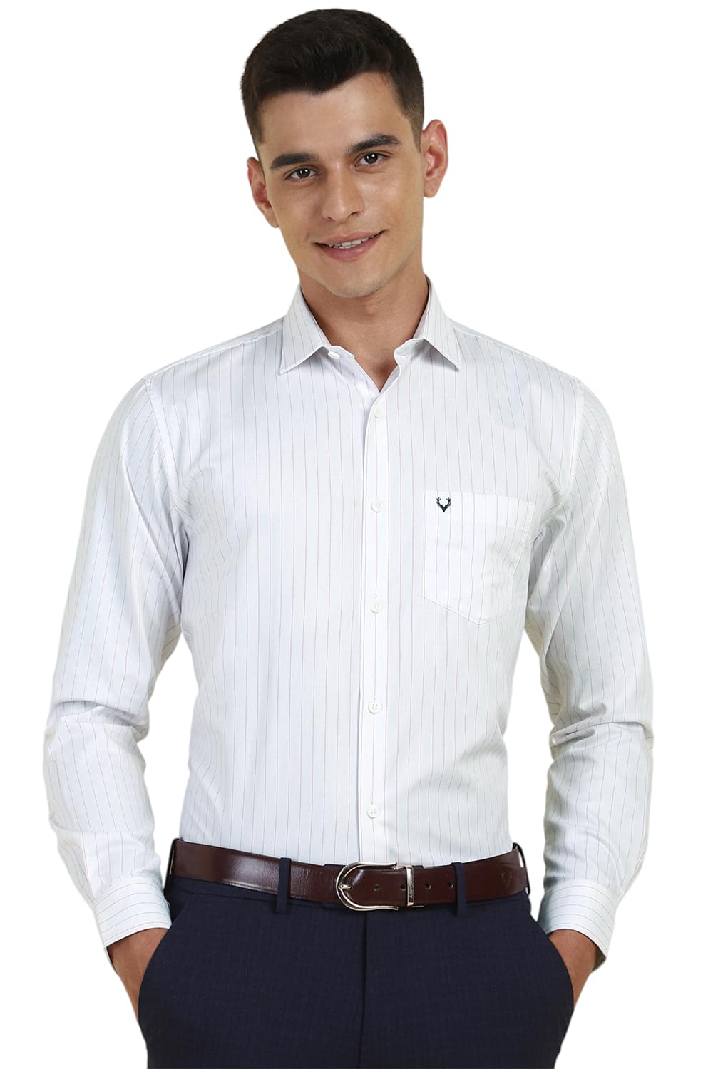 allen solly Men's Cotton Classic Fit Stripe Formal Shirt-picture-36