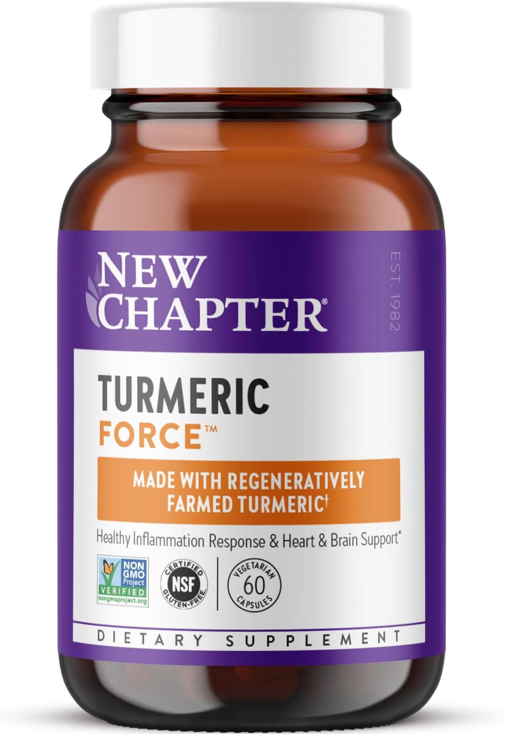 Turmeric Supplement, One Daily, Heart, Brain & Healthy Inflammation Support, Supercritical Turmeric Curcumin Means No Black Pepper Needed, Non-GMO, Gluten Free โ 60 Count (2 Month Supply)