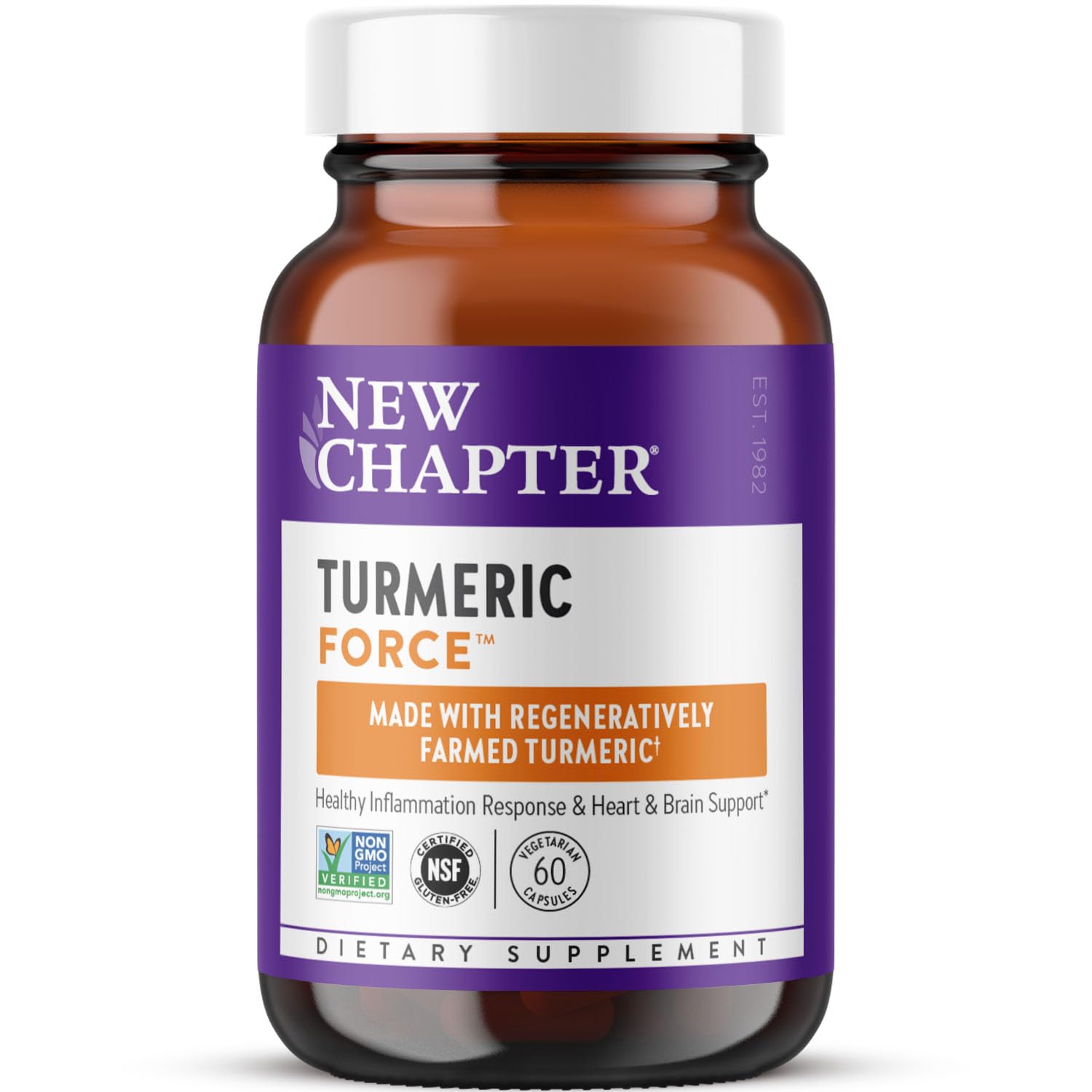 Turmeric Supplement, One Daily, Heart, Brain & Healthy Inflammation Support, Supercritical Turmeric Curcumin Means No Black Pepper Needed, Non-GMO, Gluten Free – 60 Count (2 Month Supply)