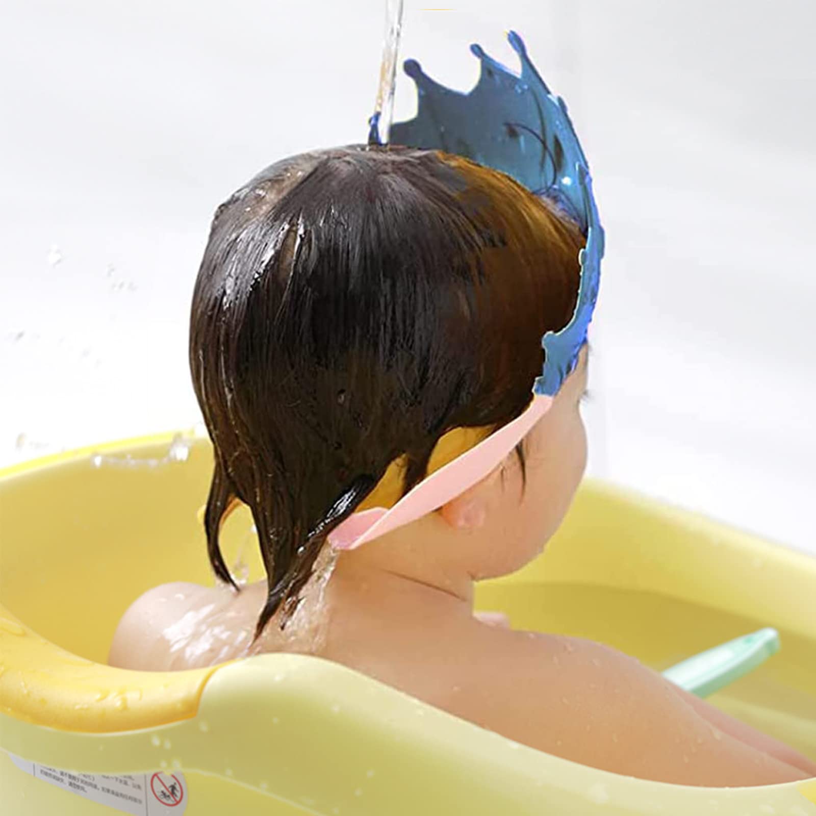 2 Pezzi Corona Cuffia Doccia per Bambini Cappello Bagnetto Bambini Cuffia Shampoo per Bambini Visiera Doccia Bambini Regolabile Protegge Gli Occhi dall'Acqua e Shampoo per La Cura del Bambino