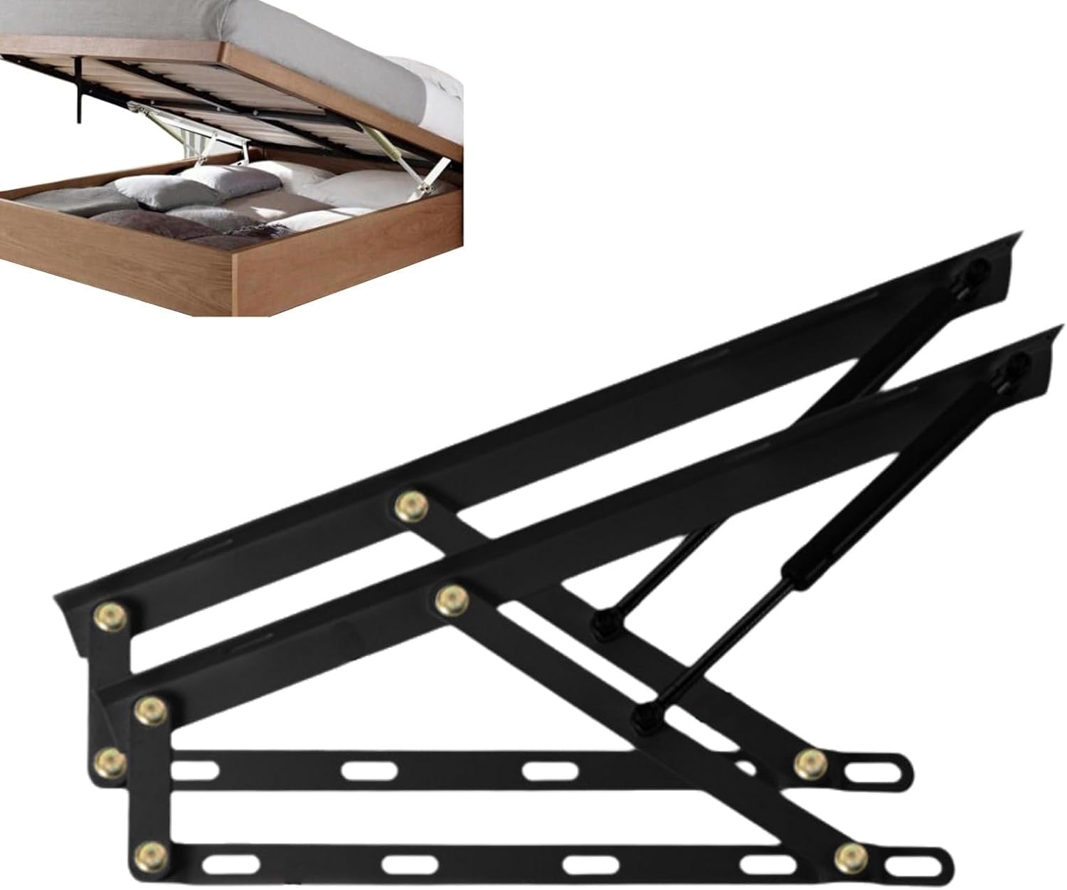 Heavy Duty Gas Spring Bed Lift,Gasd Strut for Ottomans Beds,Storage Lifts Hinge Mechanism,Heavy Lift Kit Hydraulic,Gasd Springs Beds Storage(Black,80cm)