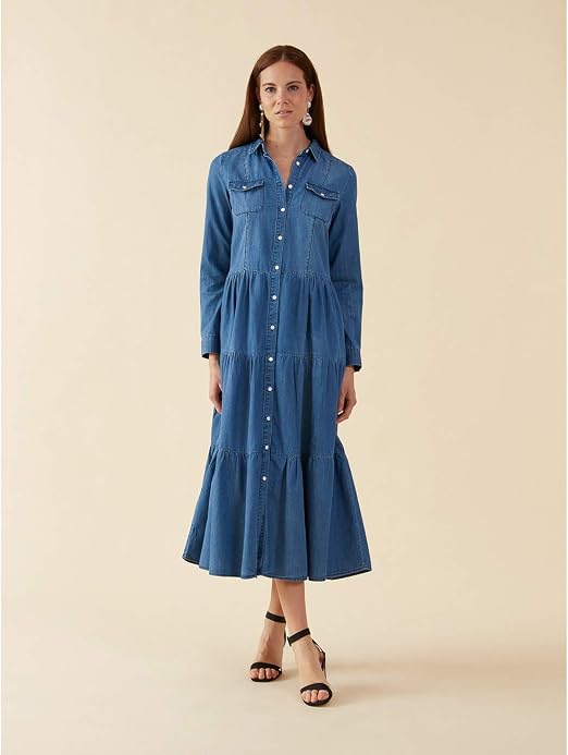 Oltre : Vestito Lungo in Chambray Blu 52 (Italian Size) : Amazon.it:  Abbigliamento