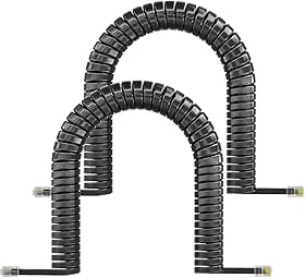 Cabo de telefone de cobre puro de 3 m - Cabo de telefone fixo RJ9 4P4C, cabo de substituição de aparelho enrolado de 3 m para telefones de escritório/casa, design espiral elástico, compatível