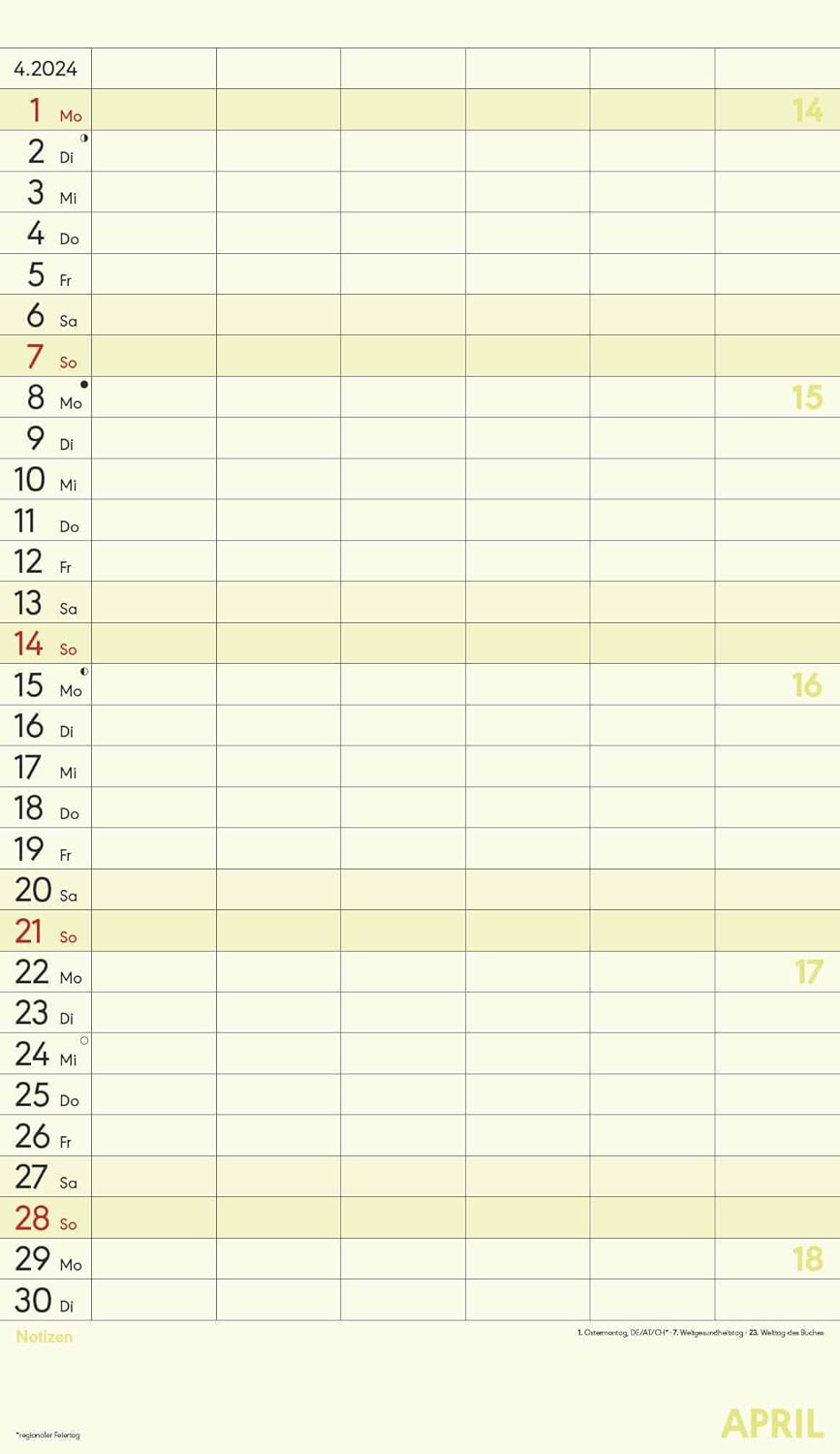 Family Planner XL 2024 with 6 Columns - Family Timer 26 x 45 cm - Offset Paper - with Holiday Dates - Wall Planner - Family Calendar - Alpha Edition      Calendar – Wall Calendar, May 1, 2024