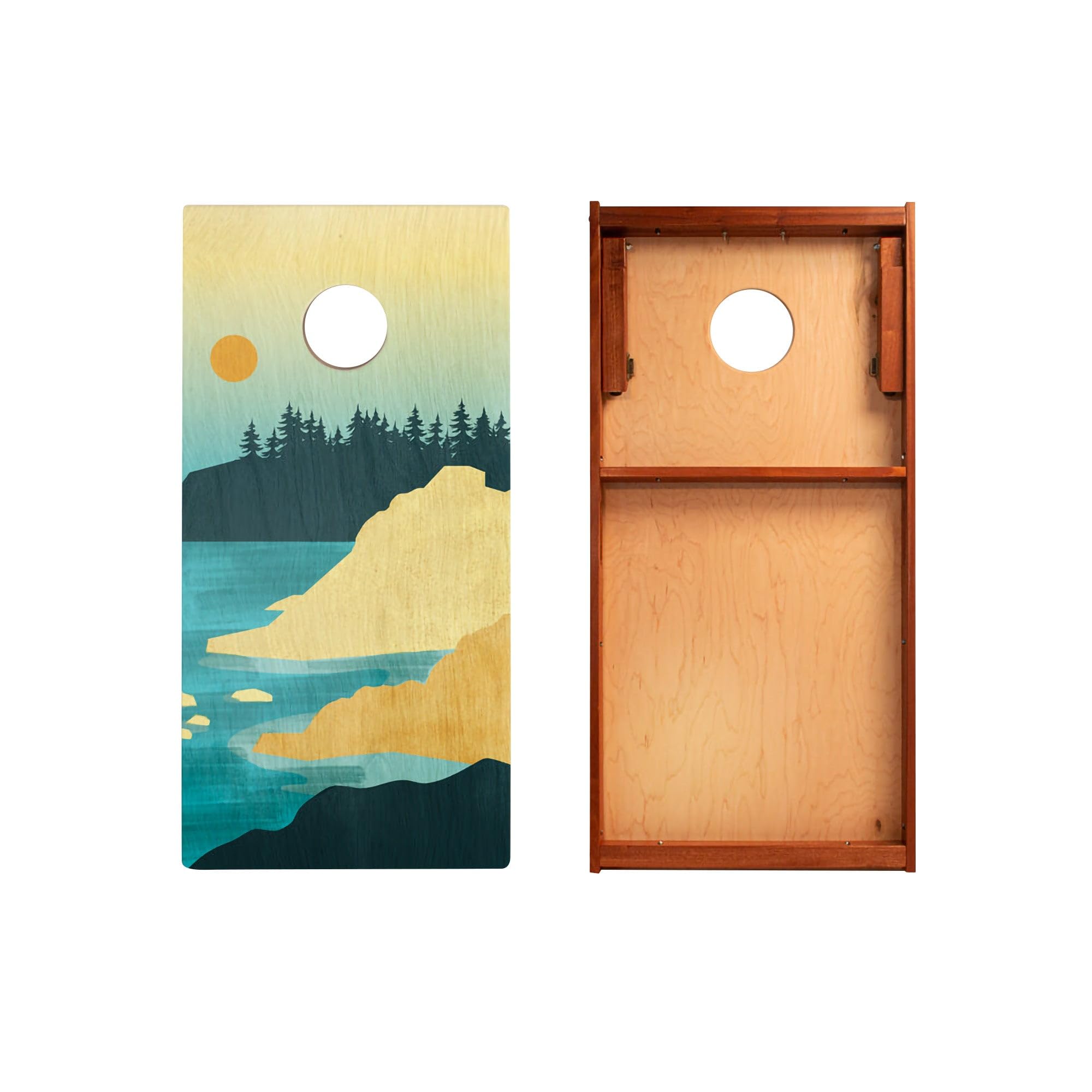 Skip's Garage Acadia Waterproof Cornhole Boards - Includes (2) Boards (Resin Bags) + (2) Hole Lights & (2) Edge Lights