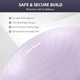 ZELUS Balance Ball Trainer with Resistance Bands & Foot Pump, 23 Inch Inflatable Yoga Half Ball for Home Gym Workouts, Core Strength Fitness and Balance Training - 330lb Weight Capacity (Lilac)