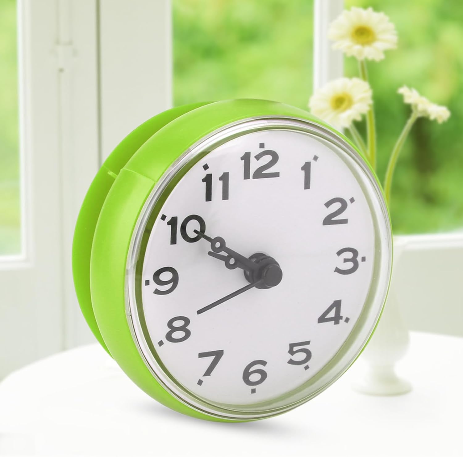 Fafeicy Bathroom Wall Clock, Suction Cup Attachment, Shower Clock, Red, 7 x 4cm, Ideal for Bathroom and Kitchen Time Management (Green)