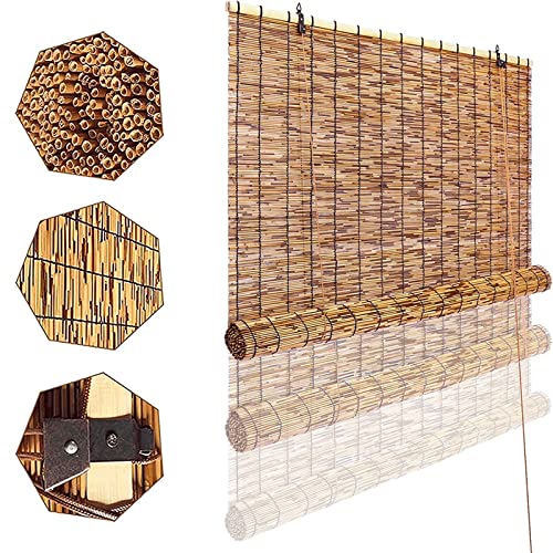 Store enrouleur en bambou occultant et respirant rideau roseau 62x72in