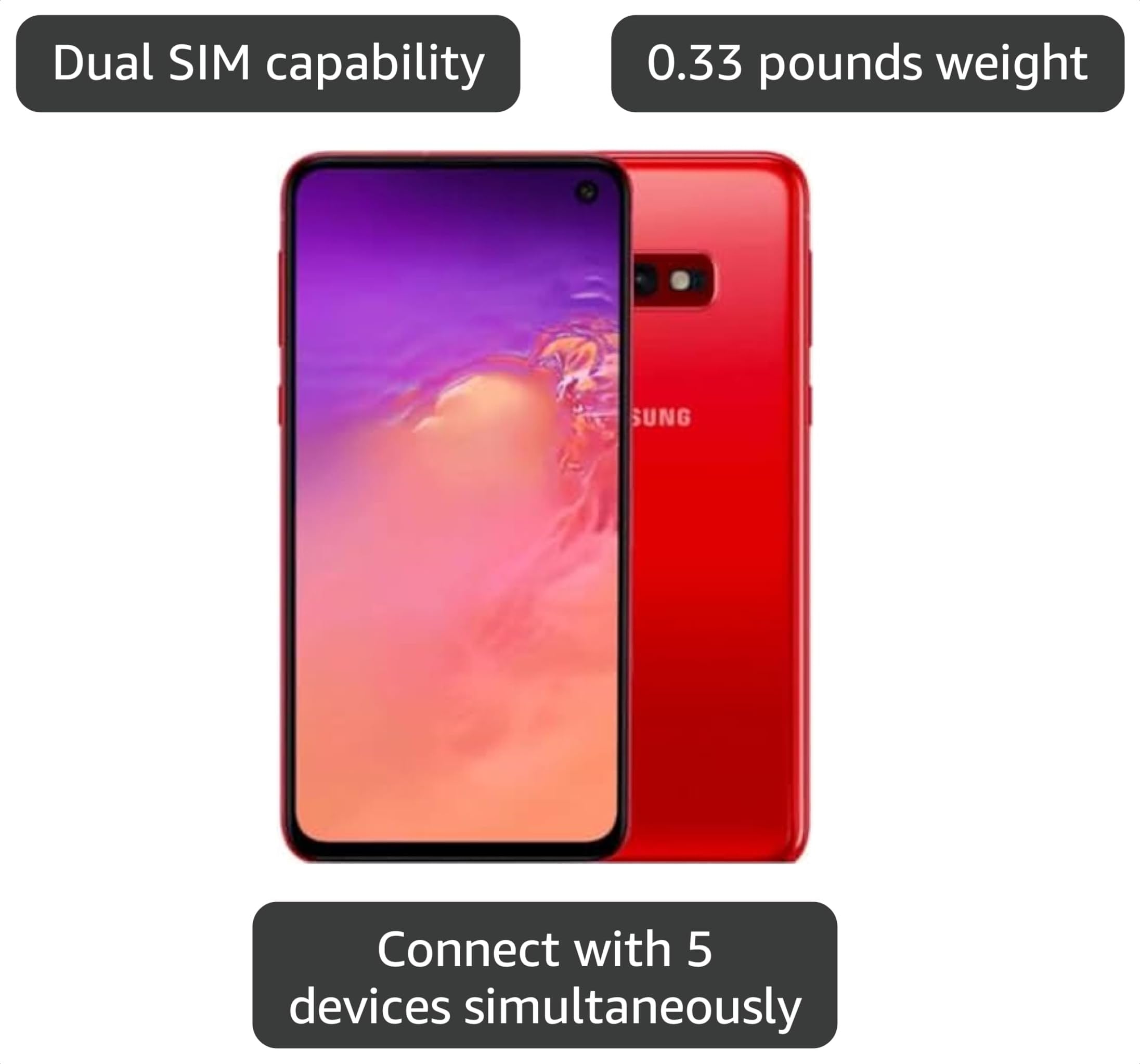 Amazon.com: Samsung Galaxy S10e, 128GB, Cardinal Red - Unlocked