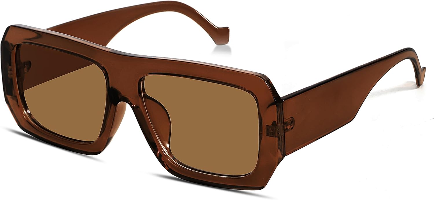 Trendy Rectangle Y2K Sunglasses for Women Men Retro Oversized Thick Frame Sun Glasses UV400 Protection