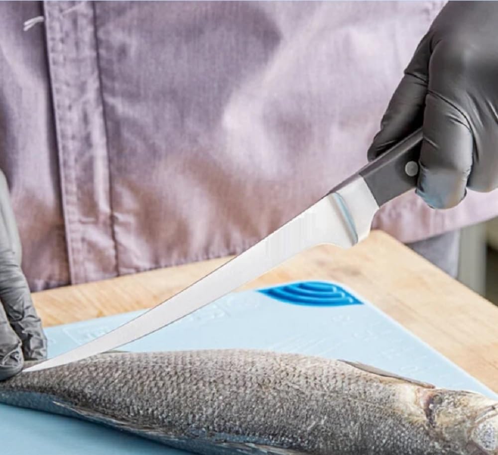 TrueCraftware- 7” Blade Flexible Fillet Knife Forged German Steel- Razor Sharp Multipurpose Sharp Kitchen Fish Knife for Meat Vegetable Poultry Cutting Home Kitchen Restaurants