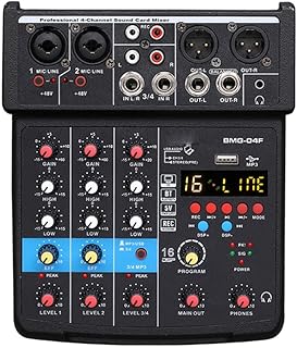 ZZBJ 4 Channel Audio Mixer Sound Interface 16 DSP USB Mixing Console for Home Recording, Streaming