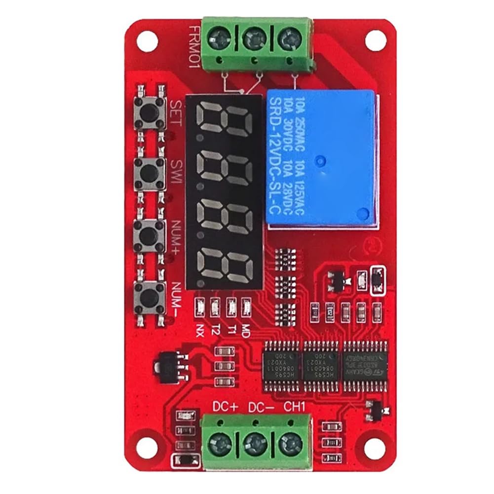 detee Self-Locking Multifunction Relay Module FRM01, DC 12V 1 Channel with Loop Delay Timer for Timing Board