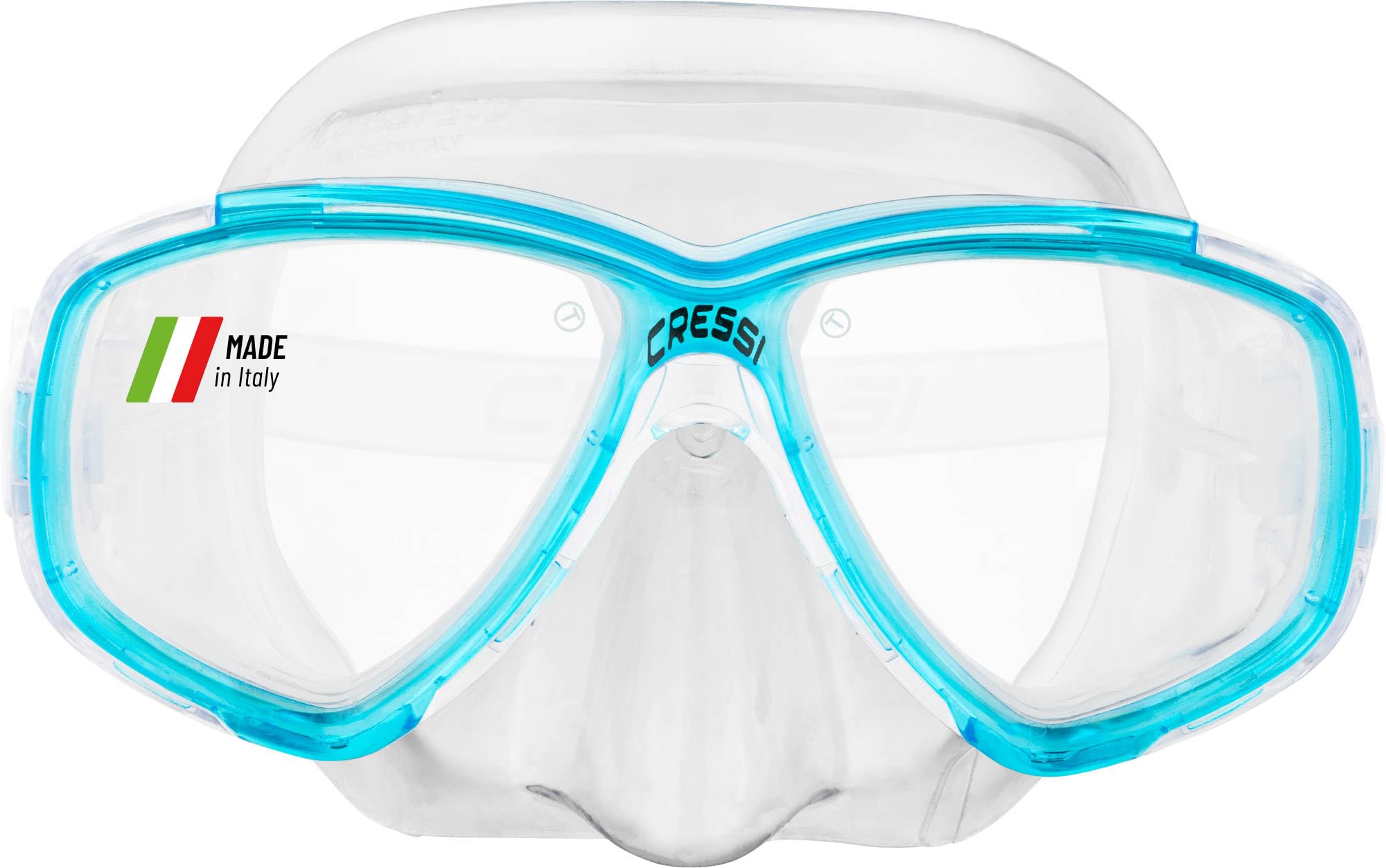 Cressi Perla Separate Glass Mask & Snorkel Set for Adults - Low-Volume Diving Mask - Dry-Top Snorkel Set - For Diving & Snorkelling - Transparent/Aquamarine - Single Perla Mask